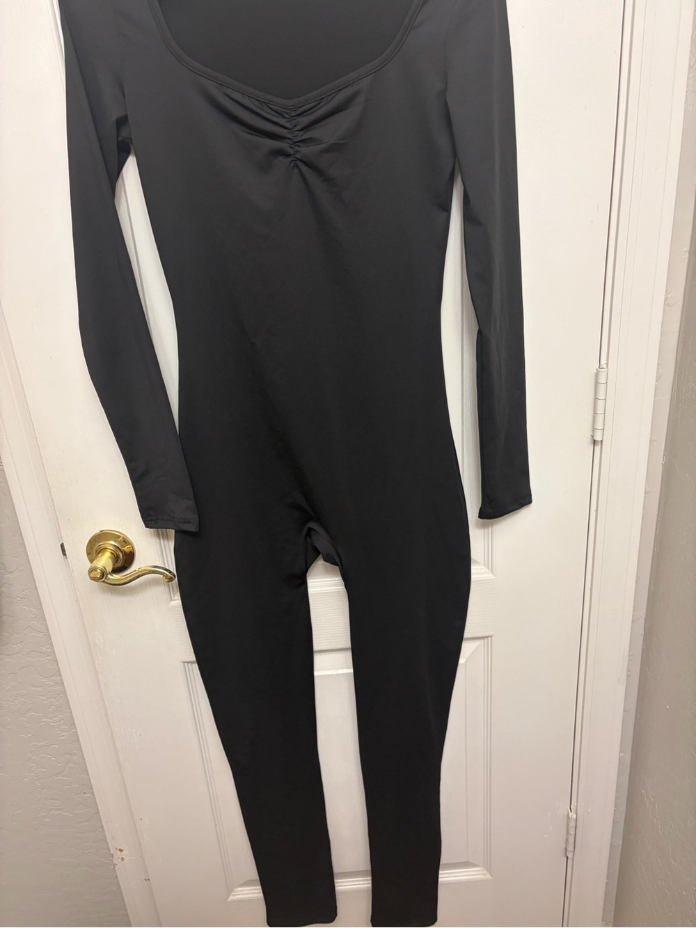 Women's Black Long-Sleeve Full Body jumpsuit Sleek Comfort
